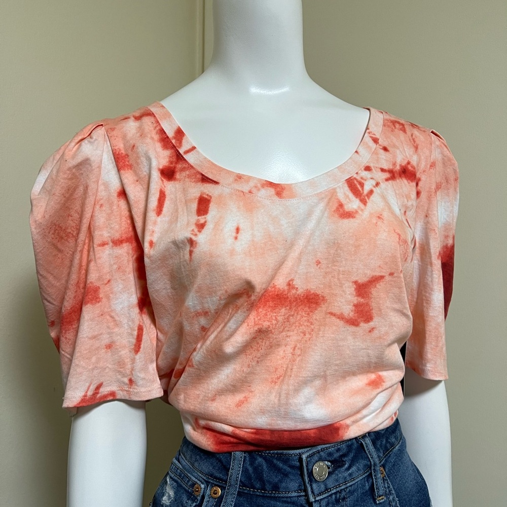 NWT - International Concepts red/orange princess sleeves blouse - Size L